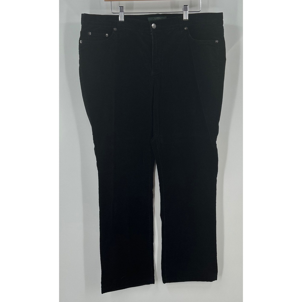 Lauren Ralph Lauren Black Corduroy Pants Classic Straight Leg 16W Stretch Cotton